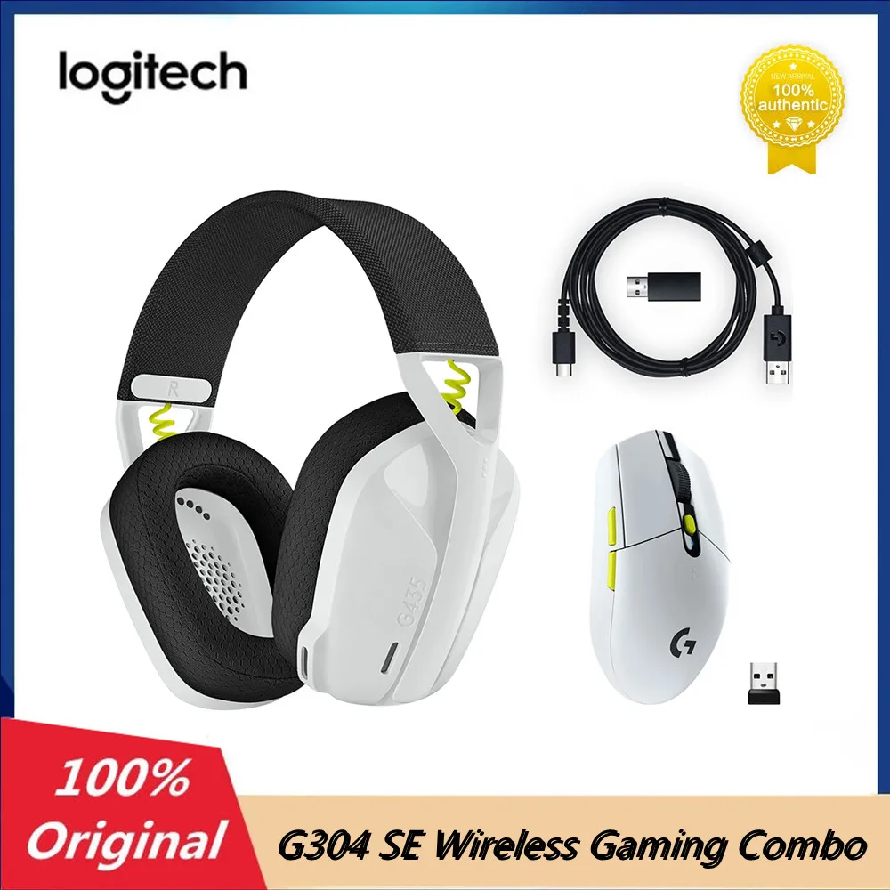 Orijinal Logitech G435 G304 SE Kablosuz Oyun Combo Lıghtspeed Kablosuz Fare Ve Bluetooth Kulaklık İçin PC / PS4 / PS5 VB Yeni