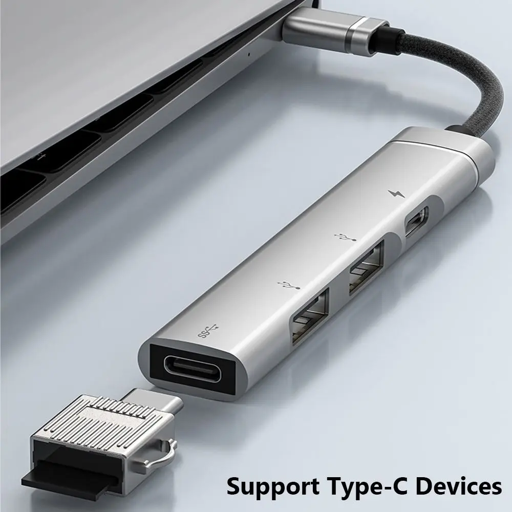 Evrensel OTG Adaptör 4 in 1 Yerleştirme İstasyonu Tip-C HUB PD Şarj USB Splitter Genişletici