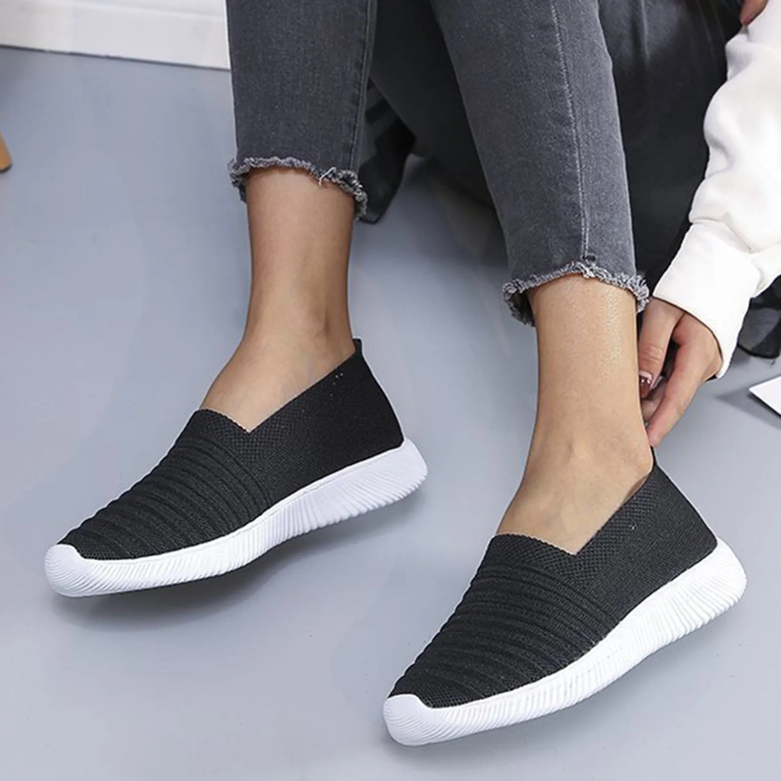 Kadın vulkanize ayakkabı Daireler Üzerinde Kayma Bayanlar Rahat Nefes Örgü Yürüyüş Sneakers Kadın zapatillas de mujer