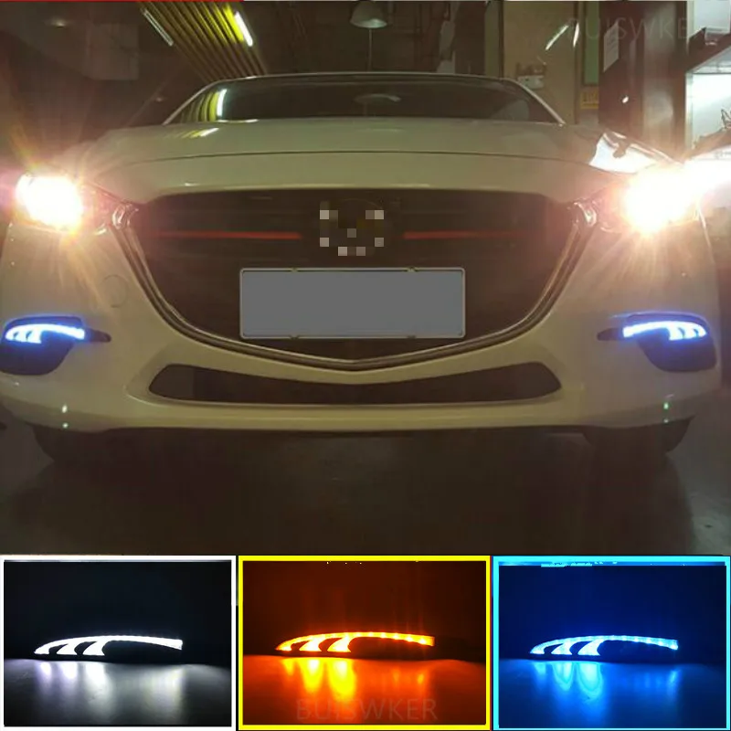 mazda 3 için Mazda3 Axela 2017 2018 Sürüş DRL dönüş sinyali ile Gündüz Farı sis lambası Röle 12V Günışığı araba styling