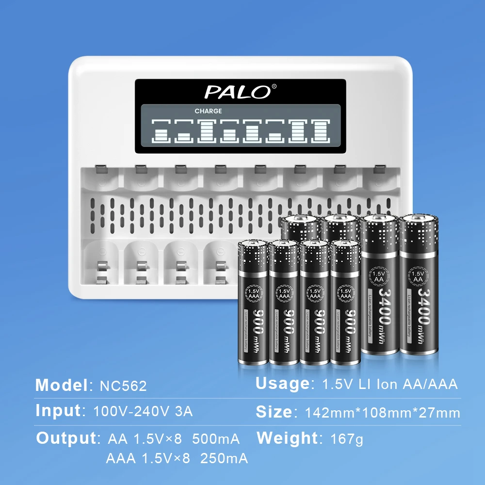 PALO 16/20/24/28/30/32/36 adet AA 1.5 V Li-İon şarj Edilebilir pil 3400mWh AA Lityum Pil 1.5 V AA Piller için Kamera oyuncaklar