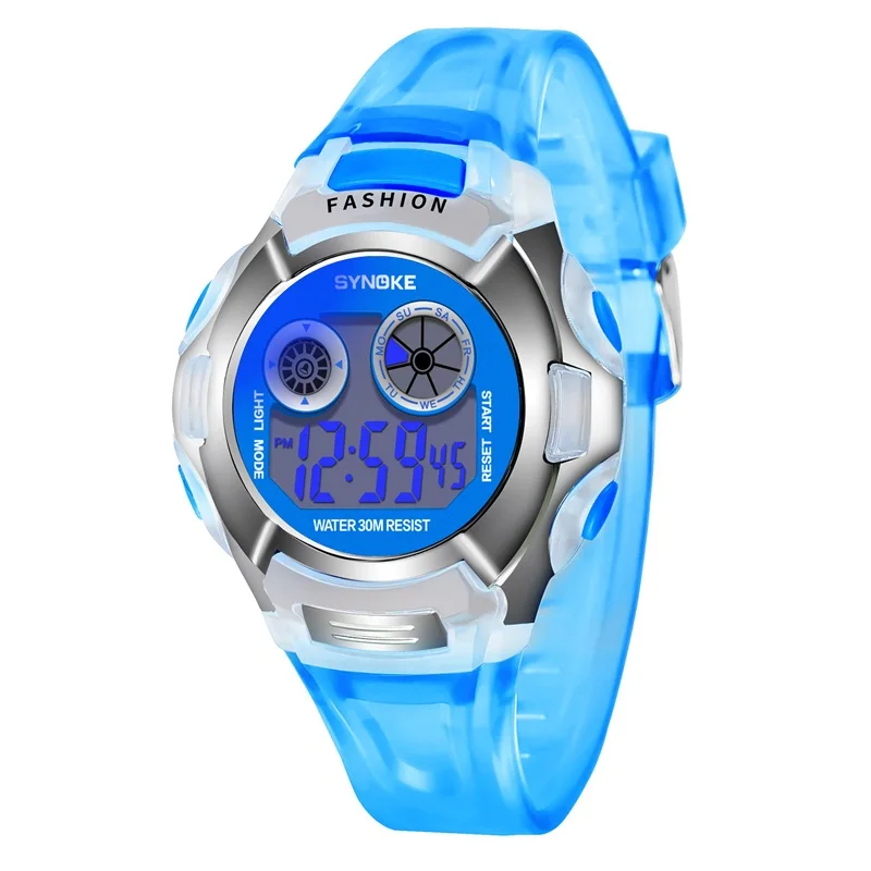 SYNOKE Çocuk dijital saat Led Işıklı Saat Su Geçirmez Spor kol saati Çok Fonksiyonlu elektronik saat Erkek Kız için