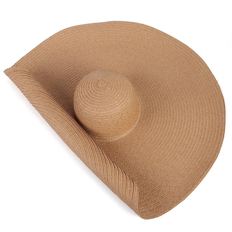 27in Çaplı Hasır Şapkalar Kadınlar için Moda Geniş Ağızlı Hasır Şapka plaj şapkası Büyük Boy plaj şapkaları Kadınlar için UV UPF50