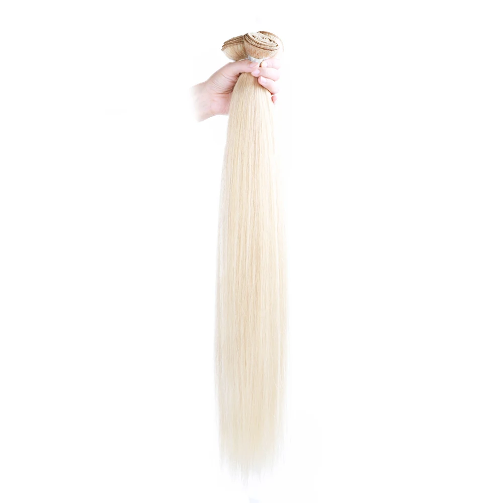 İnsan Saç Demeti düz insan saçı Demetleri 1/3/4 adet/grup Dikmek saç ekleme Sarışın Renk 8-30 inç Saç Örgü Brezilyalı