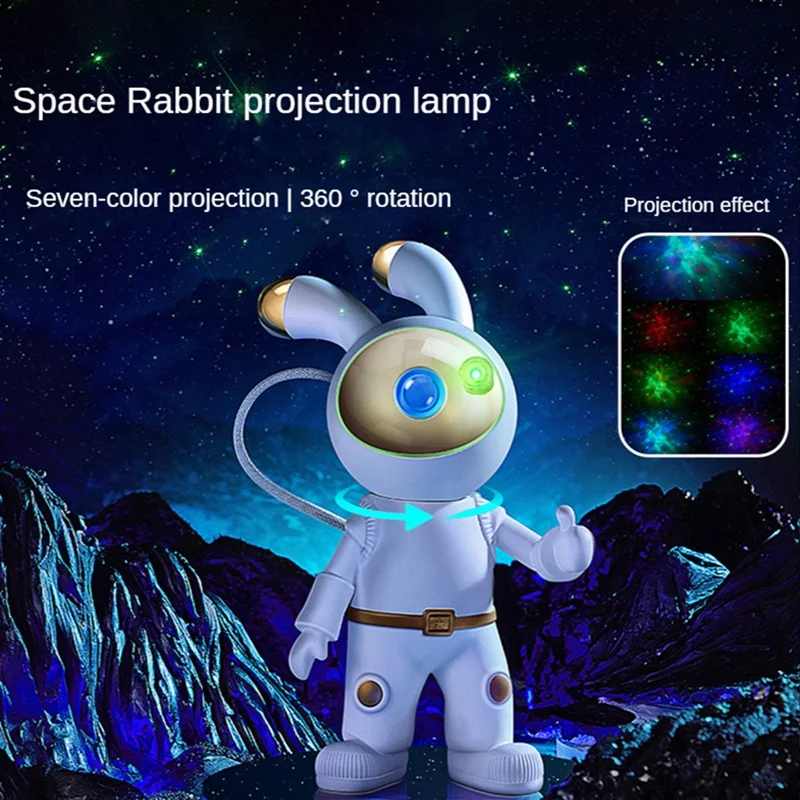 Uzay tavşan Galaxy projektör gece lambası çocuk Doğum günü dekorasyon uzaktan kumanda