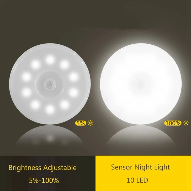 PIR hareket sensörlü led Gece Lambası USB Şarj Edilebilir Kısılabilir Gece Lambası dolap ışığı Kablosuz dolap ışığı