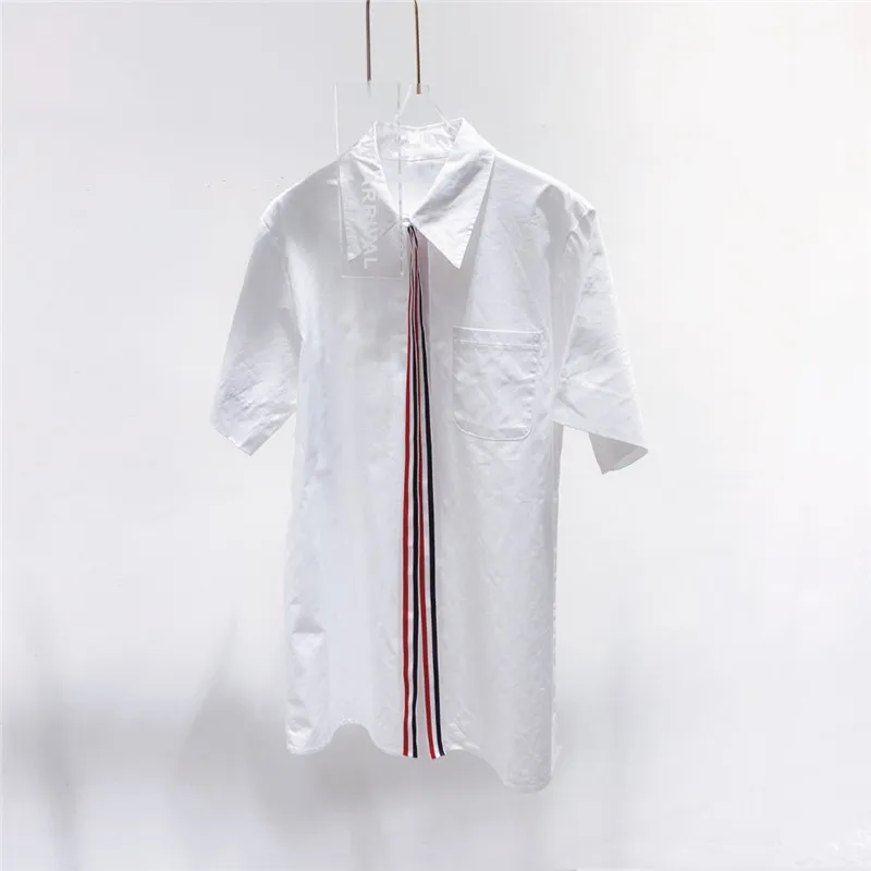 Tb Özel Giysi Niş High-end Gömlek Etek Küçük Basit Mizaç Flama Yaka Gevşek Elbise