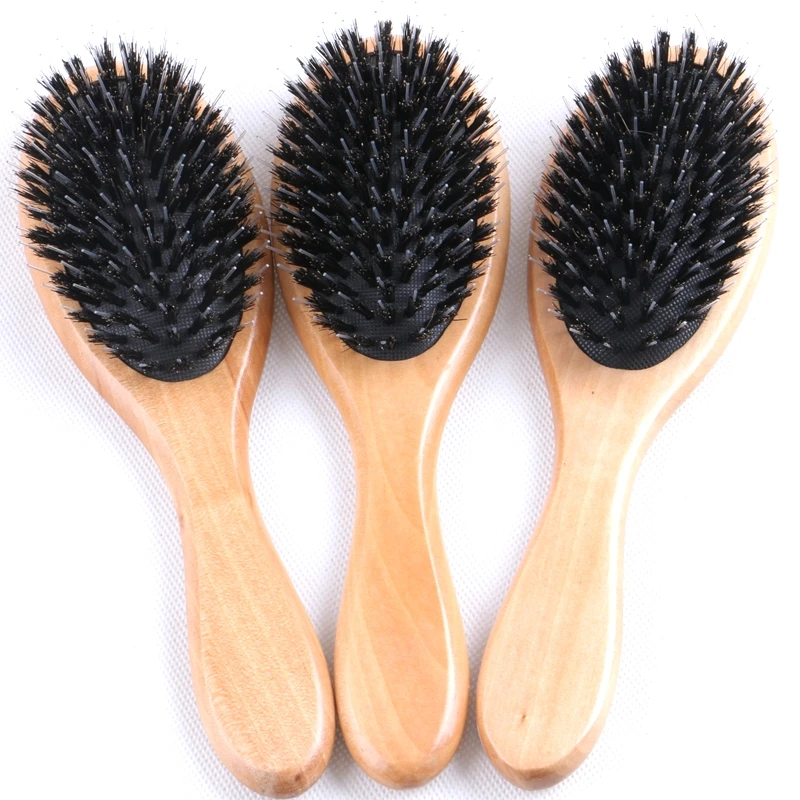 XUCHANG HARMONY 10 adet Ahşap Saplı Koyu Kahverengi VEYA Vernik Domuzu Kıl Saç Fırçası Plastik Pimleri saç ekleme