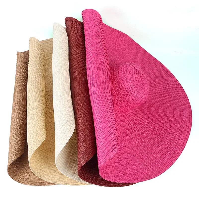 27in Çaplı Hasır Şapkalar Kadınlar için Moda Geniş Ağızlı Hasır Şapka plaj şapkası Büyük Boy plaj şapkaları Kadınlar için UV UPF50