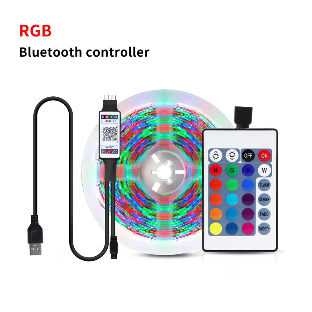 Bluetooth denetleyicisi RGB LED Şerit 2835 Diyot Bant 5V USB Neon LED ışık Şerit PC TV Ekran Arka ışık Yatak Odası Noel dekor lambası