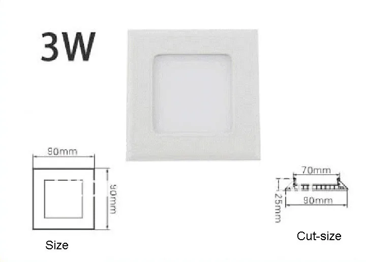 Enerji tasarrufu 220v Led kare Panel ışık lambası 3w sıcak beyaz saf beyaz dekorasyon ev için