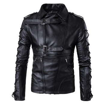AOWOFS Marka Erkek deri ceketler mont Yeni degisn Avrupa ve Amerika Moda motosiklet deri ceket Büyük Boy 5XL Siyah ceket
