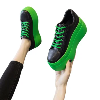 2023 yeni gündelik kadın ayakkabısı süper kalın 8cm moda spor ayakkabı kalın elastik düz ayakkabı
