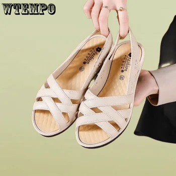WTEMPO Kadın Sandalet Bayanlar Rahat Düz Burnu açık plaj ayakkabısı Ayakkabı Moda Bayan Terlik Toptan Dropshipping