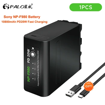 PALO 1 adet 10800mAh NP-F980 NP-F970 NPF960 NPF970 Pil İçin USB Şarj Çıkışı ile Sony PLM-100 CCD-TRV35 MVC-FD91 MC1500C