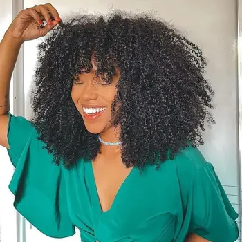 4B 4C Afro Kinky Kıvırcık Peruk İnsan Saçı Patlama İle Ucuz Tutkalsız Perruque Cheveux Humain Toptan Fiyat İle Ücretsiz Kargo