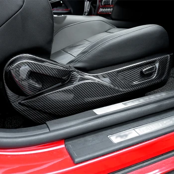 QHCP Araba Koltuğu Ayar Paneli Çerçeve Ana Sürücü yolcu koltuğu Ayarlamak Kapakları Gerçek Karbon Fiber 7 Adet Ford Mustang 2015-2020 İçin