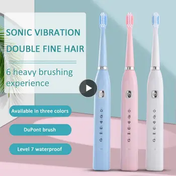 6 Modları Sonic Elektrikli Diş Fırçası 4 Yedek Fırça Başlıkları Çift Aile İçin Şarj Edilebilir Yıkanabilir Beyazlatma Diş Fırçası