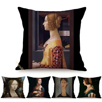 Dünyaca Ünlü Yağlıboya Genevra Debench Lüks Ev Dekor Atmak Yastık Kılıfı Da Vinci Galeri Sanat kanepe minder örtüsü Kussenhoes