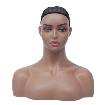 PVC Kadın Manken Kafa Büstü Omuz Modeli Peruk Şapka Eşarp Ve Maske Ekran DE-A10