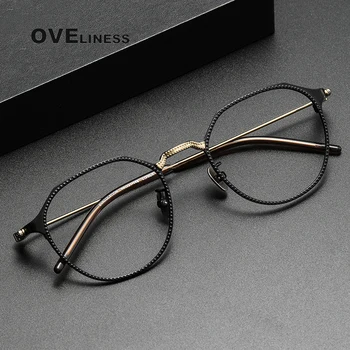 Saf Titanyum Gözlük Çerçeveleri Erkekler kadınlar için Vintage Kare Miyopi Optik Reçete Gözlük 2022 Yeni Erkek Kore Eyewea