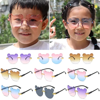 Çocuklar Güneş Güneş Gözlüğü Ayı Şekli Çocuk Gözlük Moda Kız Karikatür Gözlük Shades Sürücü Parlama Önleyici Erkek Karikatür Güneş Gözlüğü