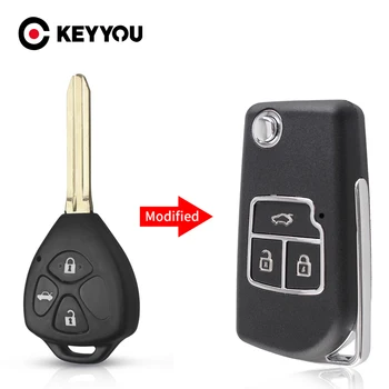KEYYOU Modifiye 2 3 Düğmeler Uzaktan Araba Anahtarı Kabuk Katlanır Flip anahtar kılıfı Toyota Camry Corolla Reiz RAV4