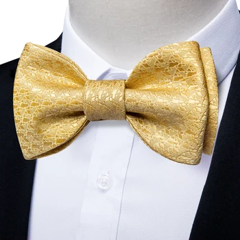 Jakarlı Sarı Kendinden kravat Bowties Sıcak Satış erkek Boyun Bağları Düğün Aksesuarları İçin Kol Düğmeleri Adam İçin Cep Kare Kelebek Düğüm
