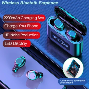 TWS LED Ekran bluetooth kulaklıklar şarj ile HD Gürültü azaltma kablosuz Bluetooth Spor Açık Kulaklık 2200mAh Şarj kutusu
