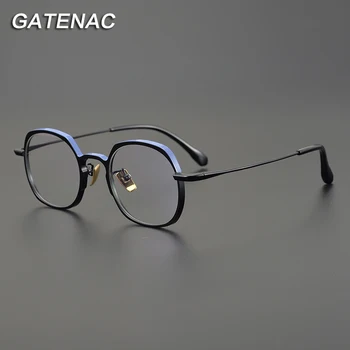 Vintage Saf titanyum Gözlük Çerçevesi Erkekler Retro Miyopi Reçete Optik Gözlük Çerçevesi Kadınlar Lüks Tasarımcı Marka Gözlük