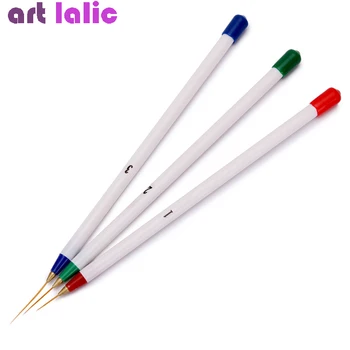 3 Adet Nail Art İpuçları Araçları Lehçe fırça uçlu kalem Çizim Şerit Astar Süsleyen DIY Süslemeleri