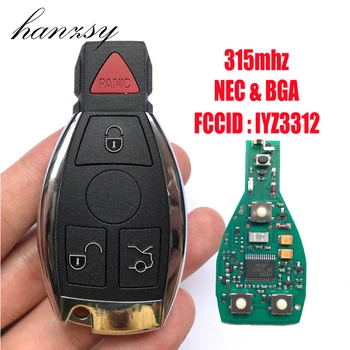 4 Düğmeler 315MHz akıllı anahtar Mercedes-Benz İçin NEC / BGA Anahtarsız Giriş Fob Araba Uzaktan Anahtar LYZ3312 / IYZDC Kesilmemiş bıçak
