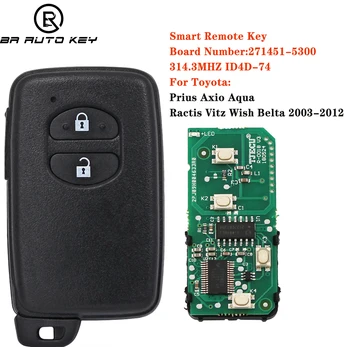 2 Düğme Akıllı Prox Uzaktan Anahtar Fob Toyota Prius Aqua Ractis Belta Vitz Anahtar 2003-2010 FSK 314.0 MHz ID74 Çip Kurulu 271451-5300