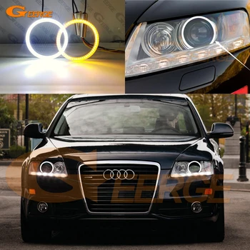 Audi için A6 S6 RS6 C6 Xenon Far Ultra Parlak Gün ışığı Dönüş Sinyali SMD LED Melek Gözler Halo Yüzükler Kiti Araba Aksesuarları