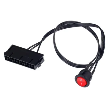 50cm Kablo Bakır Kalay Tel 24-Pin Dişi ATX PSU PC Güç Kaynağı Marş Test Cihazı Başlangıç Jumper ile ON / OFF Anahtarı
