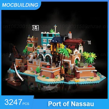 MOC Yapı Taşları Limanı Nassau Modeli Ekran DIY Tuğla Eğitici Yaratıcı Mimari Oyuncaklar Noel Hediyeleri 3247 ADET