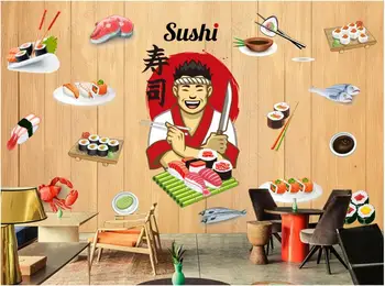 özel duvar kağıtları en çok satılan duvar Japon tarzı suşi restoran ahşap tahta dekor fotoğraf duvar kağıtları duvar
