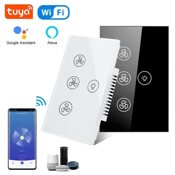 WiFi ışıklı tavan fanı Anahtarı Dokunmatik Interruptor App Kontrolü Ses Alexa Ev İle, Çeşitli Hız Ayarı, Zamanlama, Hiçbir Hub Requir