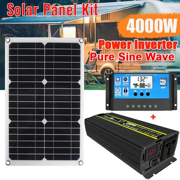 4000W 110/220V Saf Sinüs Dalga İnvertör güneş panelı Kiti Komple Güç Bankası Araba Yat RV Tekne Cep telefon batarya şarjı