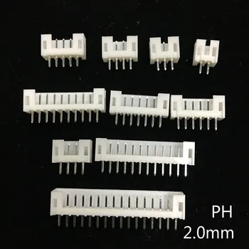 100 Adet PH 2.0 mm 2-10Pin Düz JST Soket Erkek Konnektör Beyaz