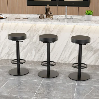 Lüks Yemek Bar Sandalyeleri Döner Modern Ayarlanabilir Yüksek Bar sandalyeleri Kadife Siyah Vanity Tabourets De Barlar Cafe Mobilya LK50BC