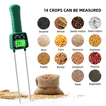 YY-1011 Dijital Nem Ölçer Tahıl Nem Ölçer Pirinç Buğday Mısır 14 Bitkileri Yüksek Hassasiyetli Metre Ses Yayını Su Sayacı