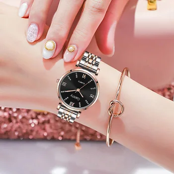 Markalı quartz saat Bilezik 2 adet Set kadın saatler Lüks Paslanmaz çelik Saat Orijinal kadın hediye Kol Saati Montre Femme