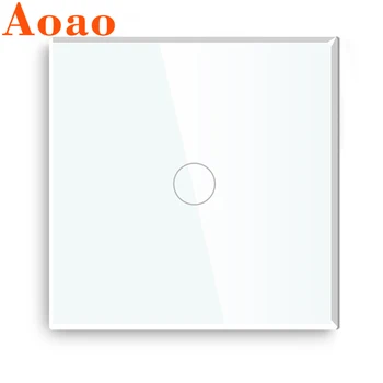 Duvar dokunmatik ışıklı anahtar AB / İNGILTERE standart Temperli Cam panel 1/2/3 gang Ev nötr tel Sensörü Anahtarı AC 110 V 220 V, hiçbir logo