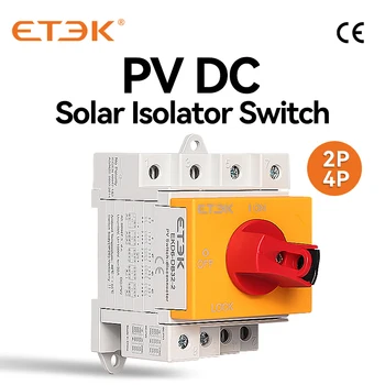 ETEK DC Güneş İzolatör Anahtarı PV 1000V 32A 2P Din Ray Montaj Döner Kolu CE Ayırıcı Güneş Sertifikalı EKD6-DB32
