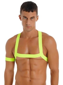 Erkek İç Çamaşırı Vücut Şekli Demeti X şeklinde Arka Omuz göğüs askısı Kemer Kol Bandı ile Gece Kulübü Sahne Performansı Clubwear