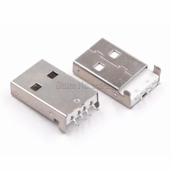 10 ADET USB 2.0 Erkek A Tipi USB PCB Konnektör Fişi 180 derece SMT Erkek USB Konnektörleri 4Pins SMD