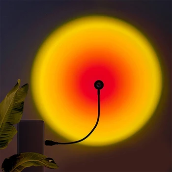 1x USB Günbatımı Lamba LED Gökkuşağı Neon Gece ışık projektör Fotoğraf Duvar Atmosfer Aydınlatma Yatak Odası Ev Odası Dekor için Hediye