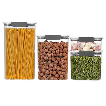4 ADET Farklı Boyutlarda Gıda Mühürlü saklama kutusu BPA Tahıl Çok Tahıl saklama kapları Mutfak Şeffaf Mühürlü Kutular