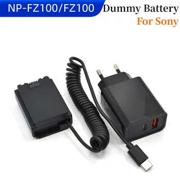PD Tipi C Şarj Cihazı + NP FZ100 Kukla Pil USB-C Bahar Tel DC Çoğaltıcı Sony A7 III A9R A9S A7C A7M3 ILME-FX30 A7M4 A6600 A7R5